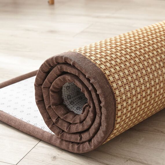 V&U Kühlende Rattan Japanische Futonmatratze,Traditionelle Rollbare Faltbare Tatami-Matte,Dicke Sommer Tatami Bodenmatte Für Yoga Zen Raum-D 60x200cm(24x79inch)