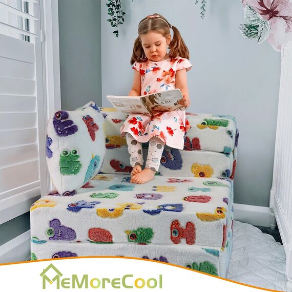 MeMoreCool Kinder-Bodenmatratze, leuchtet im Dunkeln, zusammenklappbar, Sofa, Couch, umwandelbar, Futon-Klappstuhl, Bettschläfer für Baby-Spielzimmer (leuchtendes Alphabet)