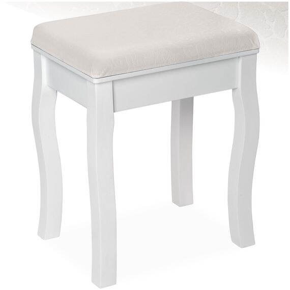 tectake® Schminkhocker, Schminktisch Stuhl, Hocker als Schminktisch Zubehör oder Klavierhocker, Schminkstuhl für Dressing Table, Vanity Table, Vintage Deko Aesthetic - 40x30x51cm, weiß