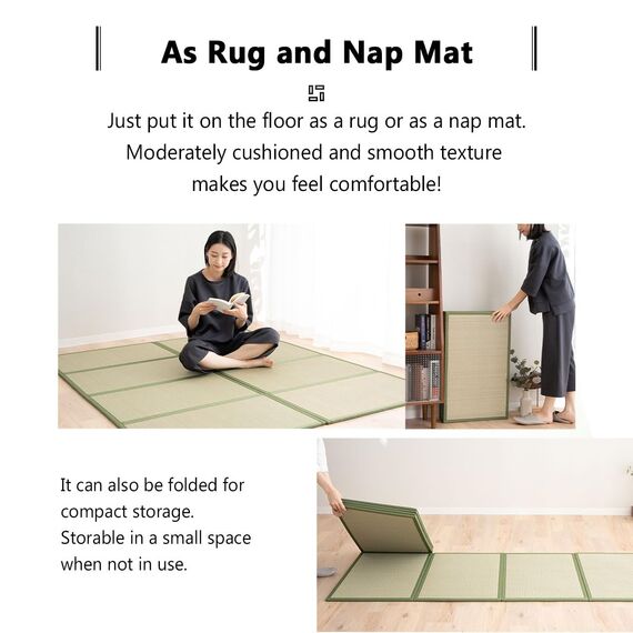 EMOOR Japanische Tatami Matte 100 x 200cm Natürliches Igusa Binsengras (Ungefärbt), Faltbare Igusa-Matratze Japanische Futon Boden Schlafen Area Teppich Meditation Yoga Zen