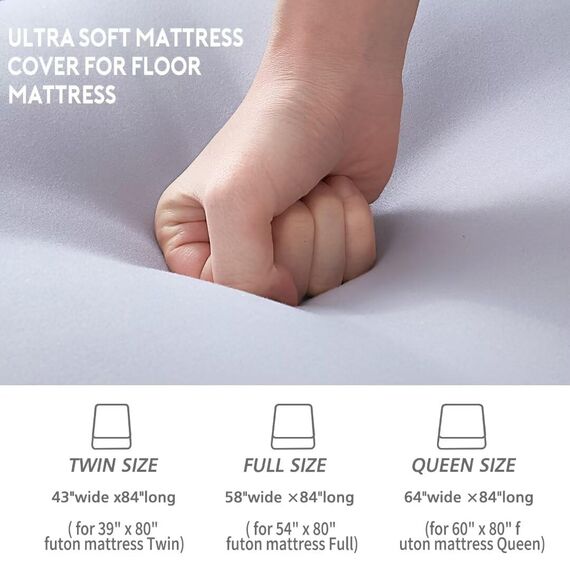 Aigbiot Futonbezug mit Reißverschluss für japanische Futon-Bodenmatratze, super weich und maschinenwaschbar, Twin Full Queen