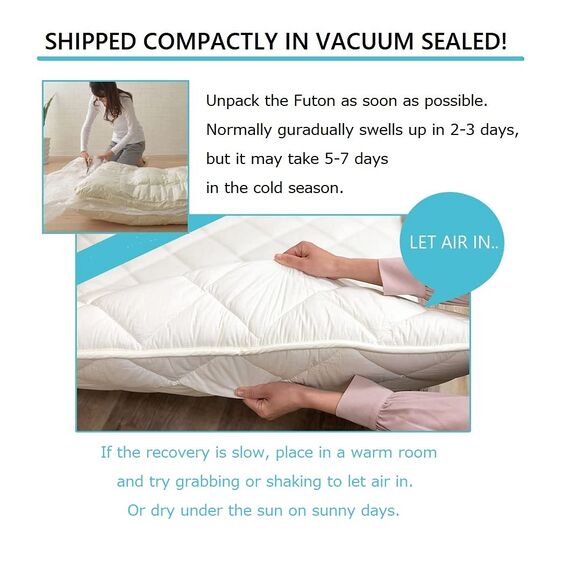 EMOOR Japanische Faltbarer Futon Matratze Set (Matratze, Bettdecke und Kopfkissen), 160 x 200 cm, Hergestellt in Japan, Tatami matten Bodenmatratze Baumwolle