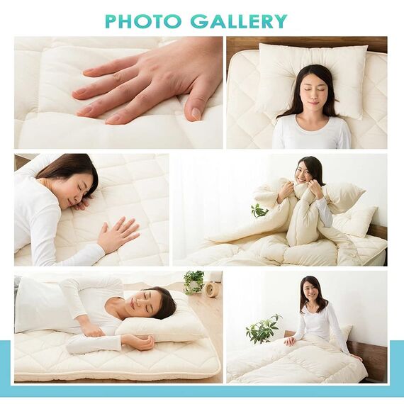 EMOOR Japanische Faltbarer Futon Matratze Set (Matratze, Bettdecke und Kopfkissen), 140 x 200 cm, Hergestellt in Japan, Tatami matten Bodenmatratze Baumwolle