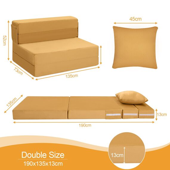 MeMoreCool Faltmatratze Doppelbett, hochdichter Schaumstoff, ausklappbares Sofa, Stuhl, Z-Bett, faltbare Boden-Futon-Matratze, Boden-Gäste-Sofa, Bett, Klappcouch zum Schlafen, Reisen, 13 cm dick