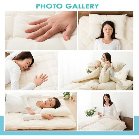 EMOOR Japanische Faltbarer Futon Matratze Set (Matratze, Bettdecke und Kopfkissen), 160 x 200 cm, Hergestellt in Japan, Tatami matten Bodenmatratze Baumwolle