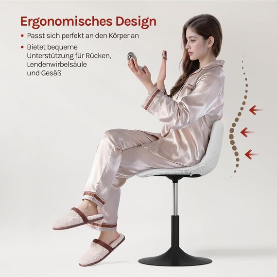 WOLTU Schminktisch Stuhl Hocker für Schminktisch, Schlafzimmer & Esszimmer - Höhenverstellbar, 360° Drehbar mit Rückenlehne, aus Bequemer Chenille, Weiß