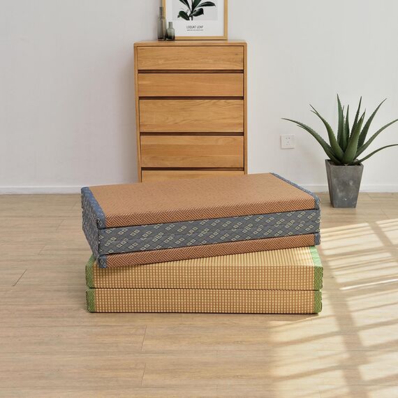 LINSGV Japanische Tatami-Matte, faltbare Futon, braunes Rushgras, Bodenmatte, ideal für Meditation, Yoga, Zen-Raum, japanischer Tränenraum (120 x 200 cm)