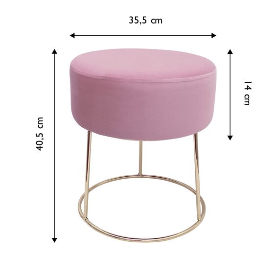 ECHTWERK runder Sitzhocker Marilyn, Polsterhocker aus Samtstoff, Schminkhocker mit Metallbeinen in Gold, Hocker geeignet für Schlaf- und Wohnzimmer, Fußhocker bis 150 kg belastbar, rosa