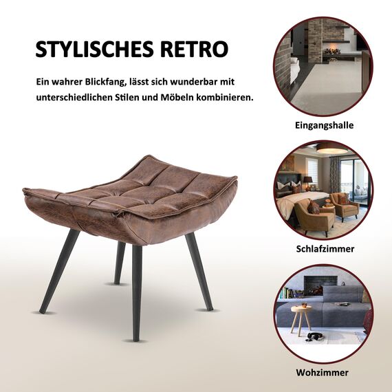 MCombo Sitzhocker Fußstütze mit Metallbeinen, Eleganter Hocker Ottoman Schminktisch für Wohnzimmer Schlafzimmer, Quadratisch 40 * 69 cm, 4779-2 (Braun-Mikrofaser)