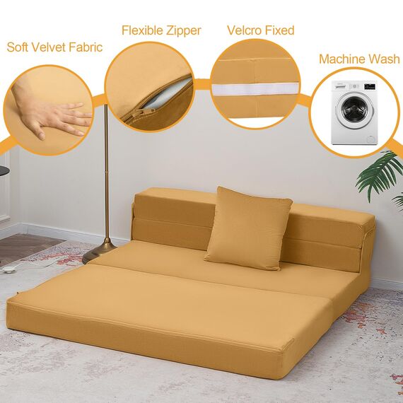 MeMoreCool Faltmatratze Doppelbett, hochdichter Schaumstoff, ausklappbares Sofa, Stuhl, Z-Bett, faltbare Boden-Futon-Matratze, Boden-Gäste-Sofa, Bett, Klappcouch zum Schlafen, Reisen, 13 cm dick