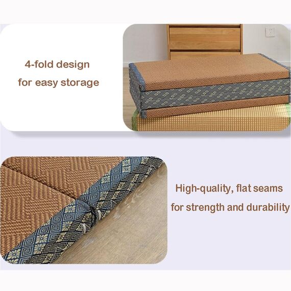 LINSGV Japanische Tatami-Matte, faltbare Futon-Klappmatratze, braunes Rushgras, Bodenmatte, Matratze, Klappbett, Matratze, ideal für Meditation, Yoga, Zen-Raum, japanischer Tränenraum (60 x 180 cm)