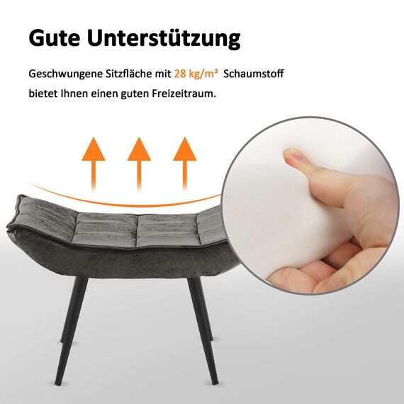 M MCombo Sitzhocker Fußstütze mit Metallbeinen, Eleganter Hocker Ottoman Schminktisch für Wohnzimmer Schlafzimmer, Quadratisch 40 * 69 cm, 4779-2 (Dunkelgrau-Mikrofaser)