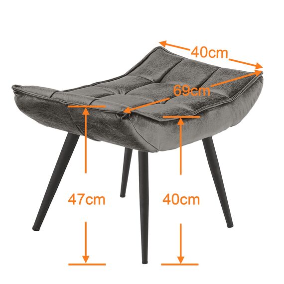 M MCombo Sitzhocker Fußstütze mit Metallbeinen, Eleganter Hocker Ottoman Schminktisch für Wohnzimmer Schlafzimmer, Quadratisch 40 * 69 cm, 4779-2 (Dunkelgrau-Mikrofaser)