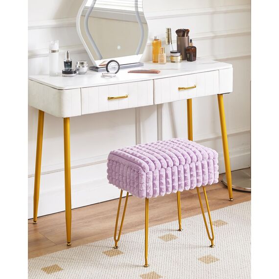 IBUYKE Rechteck Eitelkeit Stuhl mit Stauraum, Fußstütze Fußhocker Ottoman, Eitelkeit Hocker, Schminktisch Stuhl, mit Anti-Rutsch Füßen, für Make-up Raum, Schlafzimmer, Lila WBD004V