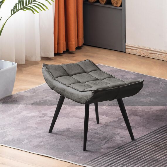 M MCombo Sitzhocker Fußstütze mit Metallbeinen, Eleganter Hocker Ottoman Schminktisch für Wohnzimmer Schlafzimmer, Quadratisch 40 * 69 cm, 4779-2 (Dunkelgrau-Mikrofaser)