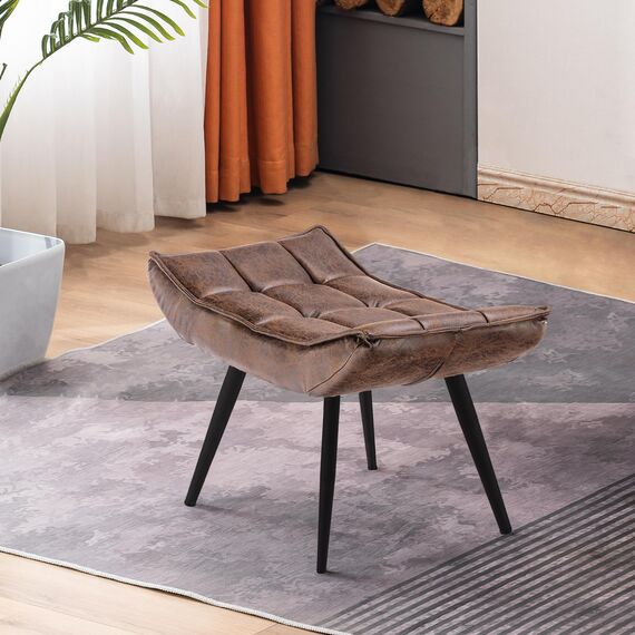 MCombo Sitzhocker Fußstütze mit Metallbeinen, Eleganter Hocker Ottoman Schminktisch für Wohnzimmer Schlafzimmer, Quadratisch 40 * 69 cm, 4779-2 (Braun-Mikrofaser)