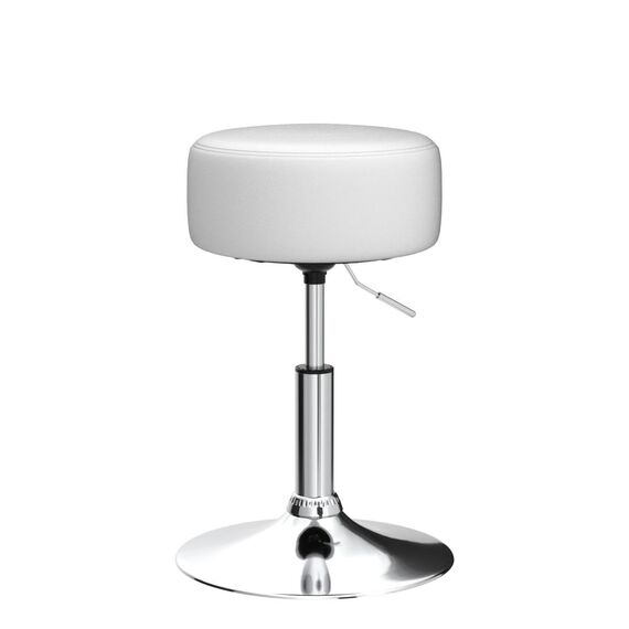 Juskys Schminktisch Hocker Tonia, Sitzhocker rund ? 33 cm & höhenverstellbar 49-64 cm, ergonomischer Polsterhocker mit Kunstleder-Bezug in Weiß