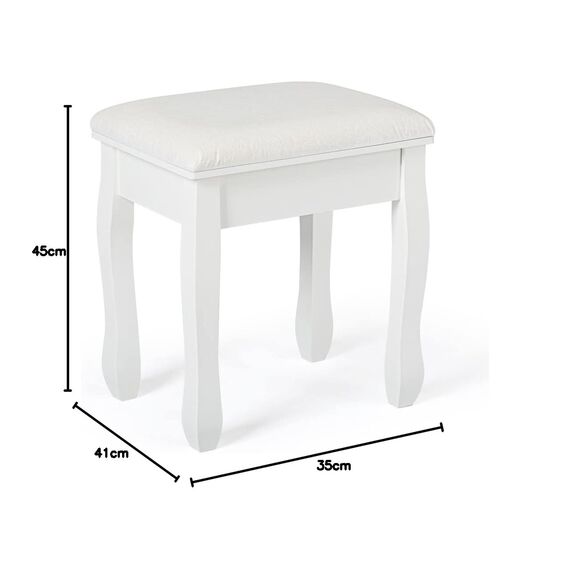 Mondeer Hocker Schminktisch, Schminkhocker, Sitzhocker Gepolstert, Rosenmuster Klavierhocker MDF Holz für Ankleidezimmer Schlafzimmer Eingang Flure, Weiß
