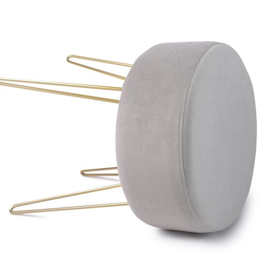 Zedelmaier Runder Sitzhocker Schminktisch Hocker Ottoman Gepolsterter Hocker Metallstütze Grau