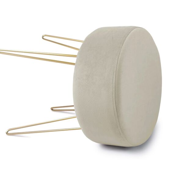 Zedelmaier Runder Sitzhocker Schminktisch Hocker Ottoman Gepolsterter Hocker Metallstütze Beige