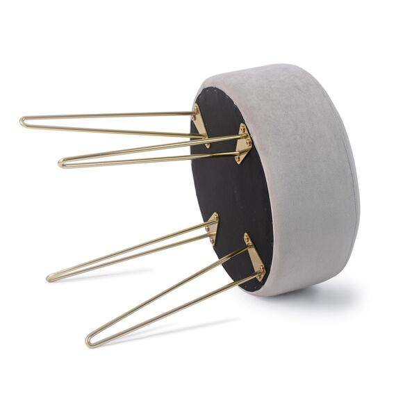 Zedelmaier Runder Sitzhocker Schminktisch Hocker Ottoman Gepolsterter Hocker Metallstütze Grau