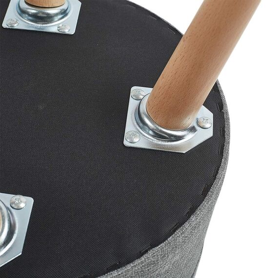 Theo&Cleo Hocker mit Stauraum,Sitzhocker Holzbeine,Runder Hoher Schemel,Aufbewahrung Schlafzimmer mit Deckel,Schminktisch Stuhl,Fußhocker für Wohnzimmer,Soft Sitzkissen aus Linen,36cm*36cm*45cm Grau