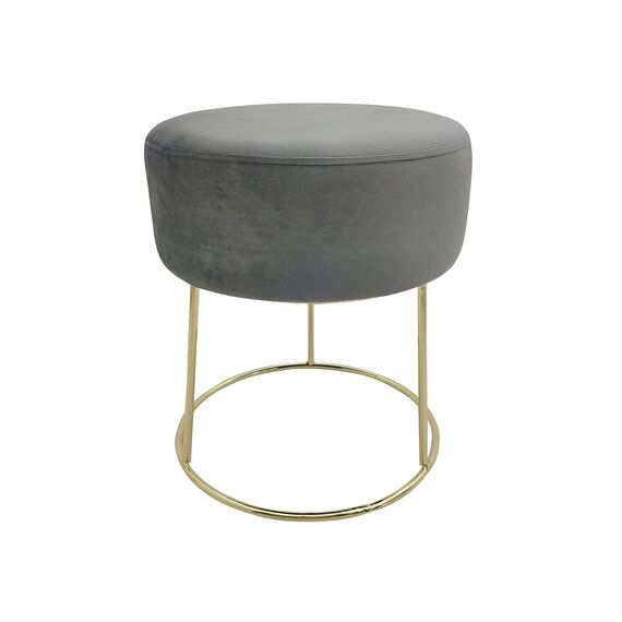 ECHTWERK runder Sitzhocker Marilyn, Polsterhocker aus Samtstoff, Schminkhocker mit Metallbeinen in Gold, Hocker geeignet für Schlaf- und Wohnzimmer, Fußhocker bis 150 kg belastbar, grau