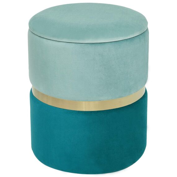 Suhu Sitzhocker, Samt, Schminktisch, Fußstütze, rund, Wohnzimmer, modernes Design, Stuhl, Vintage, Deko, Metall, goldfarben, blaugrün