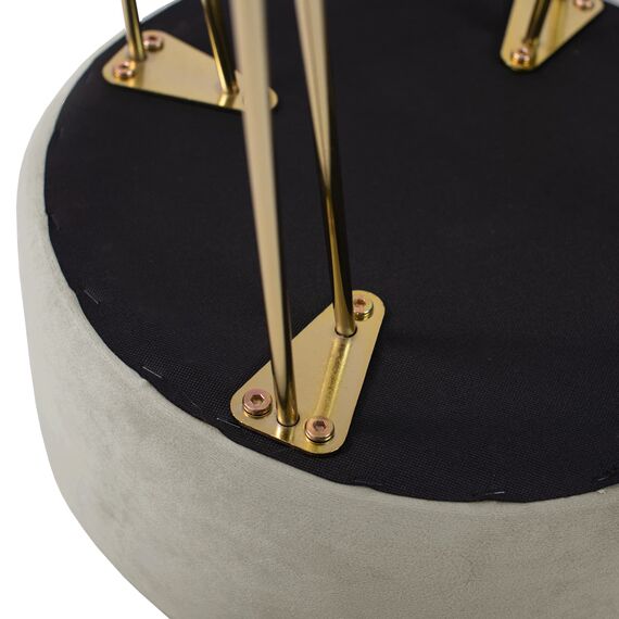 Zedelmaier Runder Sitzhocker Schminktisch Hocker Ottoman Gepolsterter Hocker Metallstütze Beige