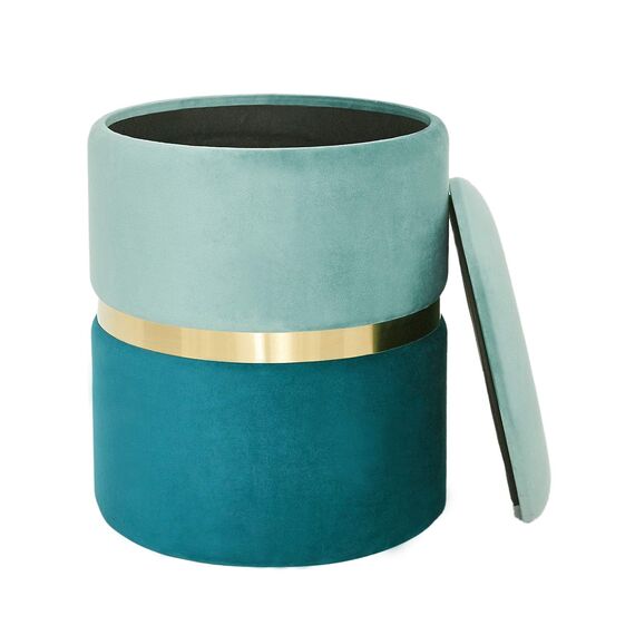 Suhu Sitzhocker, Samt, Schminktisch, Fußstütze, rund, Wohnzimmer, modernes Design, Stuhl, Vintage, Deko, Metall, goldfarben, blaugrün