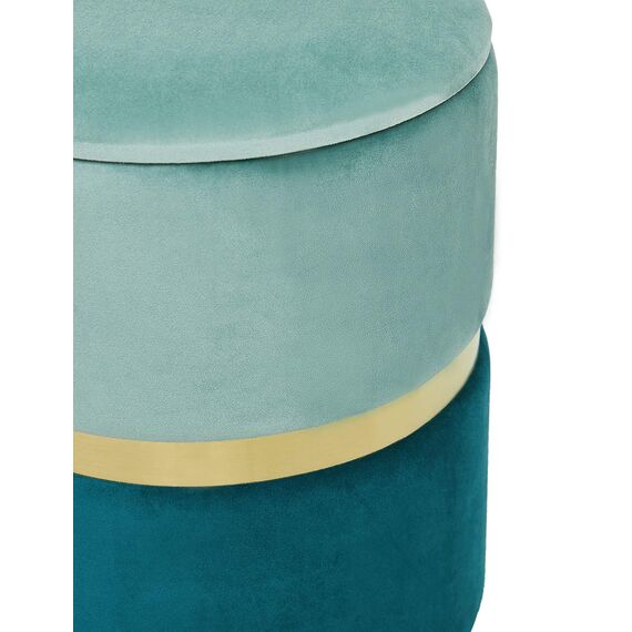 Suhu Sitzhocker, Samt, Schminktisch, Fußstütze, rund, Wohnzimmer, modernes Design, Stuhl, Vintage, Deko, Metall, goldfarben, blaugrün