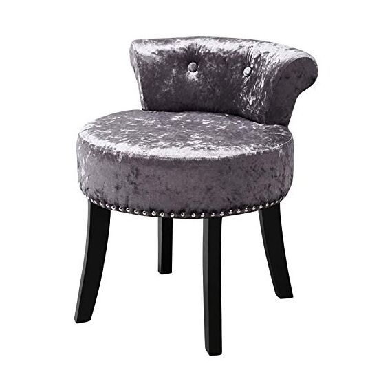 Qivange Schminktisch-Hocker EIS-Samt Schlafzimmer Schminktisch Stuhl Kleines Gäste-Schlafzimmer Hochelastischer Schwammstuhl für Gästezimmer, Flur dunkelgrau
