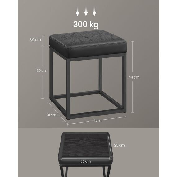 SONGMICS Home LUIZ Kollektion - Sitzhocker rechteckig, Schminkhocker, Fußhocker, Oberteil wendbar, Hocker, Beistelltisch bis 300 kg belastbar, Schlafzimmer Wohnzimmer Flur, tintenschwarz LOM079B01
