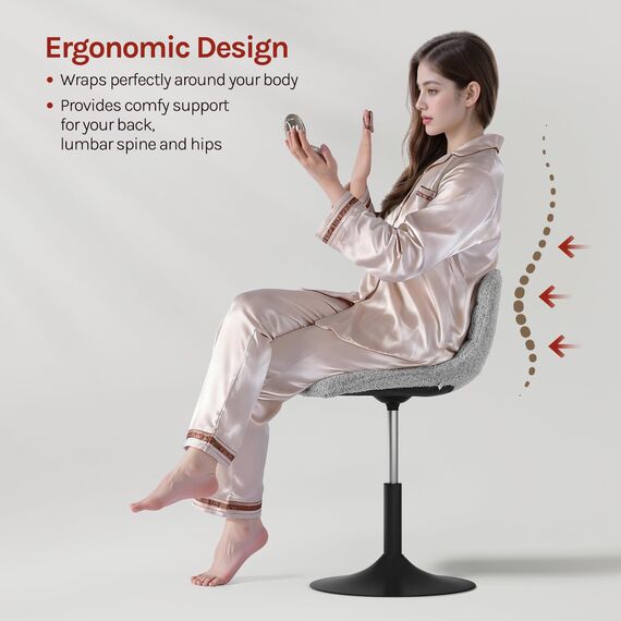 WOLTU Schminktisch Stuhl Hocker für Schminktisch, Schlafzimmer & Esszimmer - Höhenverstellbar, 360° Drehbar mit Rückenlehne, aus Bequemer Chenille, Grau