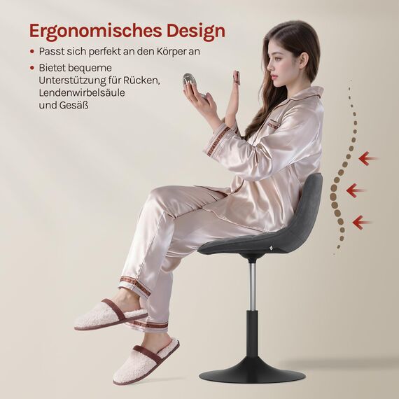 WOLTU Schminktisch Stuhl Hocker für Schminktisch, Schlafzimmer & Esszimmer - Höhenverstellbar, 360° Drehbar mit Rückenlehne, aus Bequemer Samt, Dunkelgrau