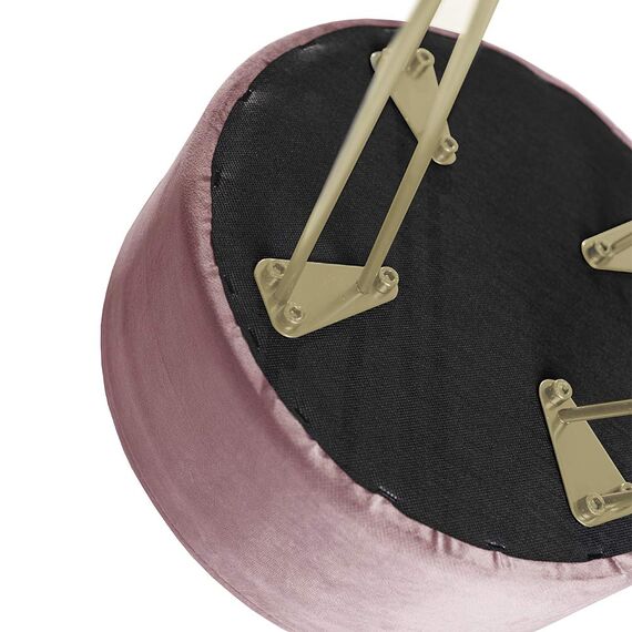 Zedelmaier Runder Sitzhocker Schminktisch Hocker Ottoman Gepolsterter Hocker Metallstütze (Pink ohne Stauraum)