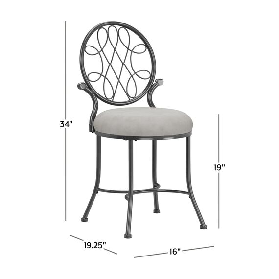 Hillsdale O'Malley Kosmetikhocker mit Spiralmuster, Stoff, Metallic-Grau