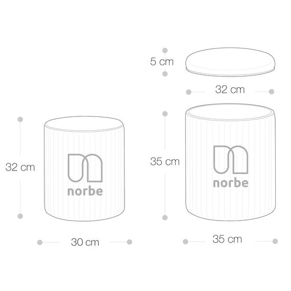 Norbe | Tik TAK | 2er-Set Sitzhocker in Zylinderform aus Samt, Gerippter Hocker | Fußstütze für Schreibtisch | Schminktisch | Schlafzimmer oder Wohnzimmer | Sessel (Weinrot)