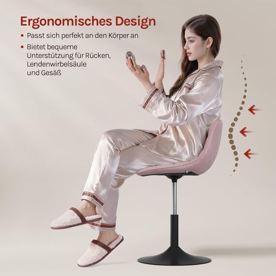 WOLTU Schminktisch Stuhl Hocker für Schminktisch, Schlafzimmer & Esszimmer - Höhenverstellbar, 360° Drehbar mit Rückenlehne, aus Bequemer Samt, Rosa, BH300rs-1