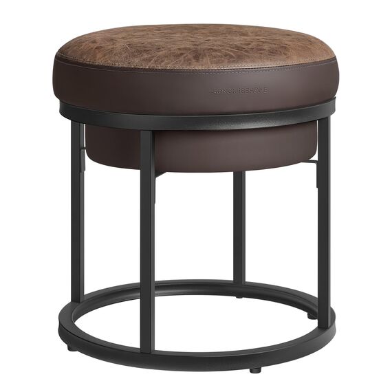 SONGMICS Home LUIZ Kollektion - Sitzhocker rund, Schminkhocker, Fußhocker, Oberteil wendbar, Hocker, Beistelltisch bis 300 kg belastbar, Schlafzimmer Wohnzimmer Flur, walnussbraun LOM080K01