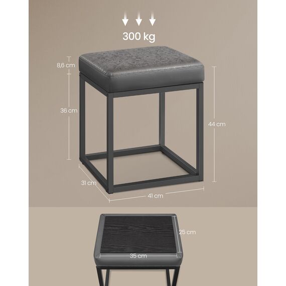 SONGMICS Home LUIZ Kollektion - Sitzhocker rechteckig, Schminkhocker, Fußhocker, Oberteil wendbar, Hocker, Beistelltisch bis 300 kg belastbar, Schlafzimmer Wohnzimmer Flur, Taubengrau LOM079G01