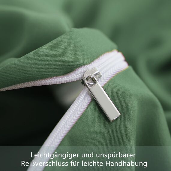 RUIKASI Bettwäsche Grün 155x220 2teilig - Grasgrün Mikrofaser Bettwäsche-Sets Oeko-TEX, Bettbezüge 155 x 220cm + Kissenbezüge 80x80cm mit Reißverschluss, Weich und Bügelfrei