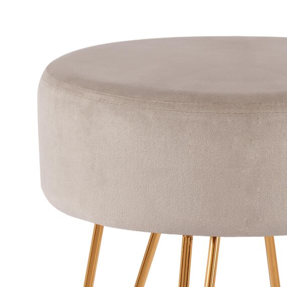 Duhome Sitzhocker Schminkhocker Samt Runder Ottoman Hocker Gepolsterter Hocker mit Metallbeine für Schminktisch Wohnzimmer Schlafzimmer, Beige