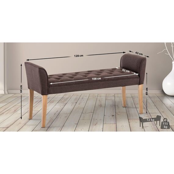 CLP Chaiselongue Cleopatra I Stoff-Bezug I Polsterbank, Farbe:braun, Gestell Farbe:antik-hell