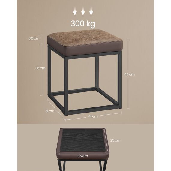 SONGMICS Home LUIZ Kollektion - Sitzhocker rechteckig, Schminkhocker, Fußhocker, Oberteil wendbar, Hocker, Beistelltisch bis 300 kg belastbar, Schlafzimmer Wohnzimmer Flur, walnussbraun LOM079K01