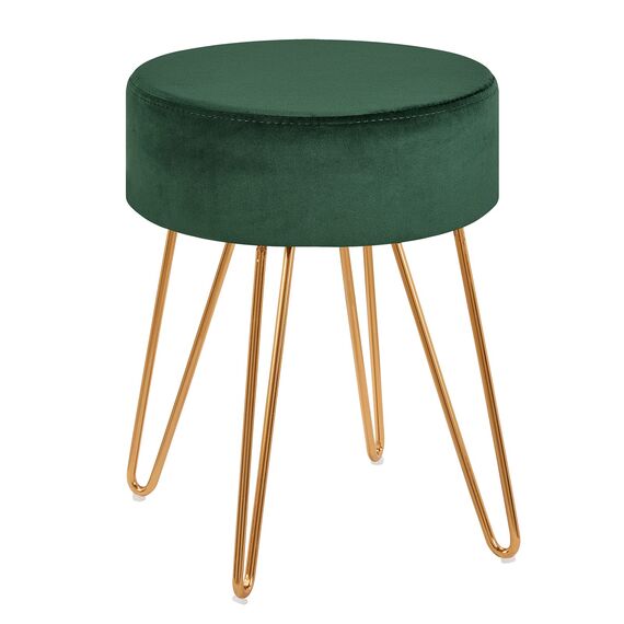 Duhome Sitzhocker Schminktisch Hocker Samt Runder Ottoman Gepolsterter Hocker mit Metallbeine, Grün