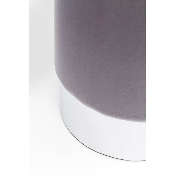Kare Design Polsterhocker Cherry Brass, Hellgrau/Silber, kleiner Hocker mit Samtbezug, rund, Flur, Schlafzimmer, Garderobe, Büro, 42x35x35 cm (H/B/T)