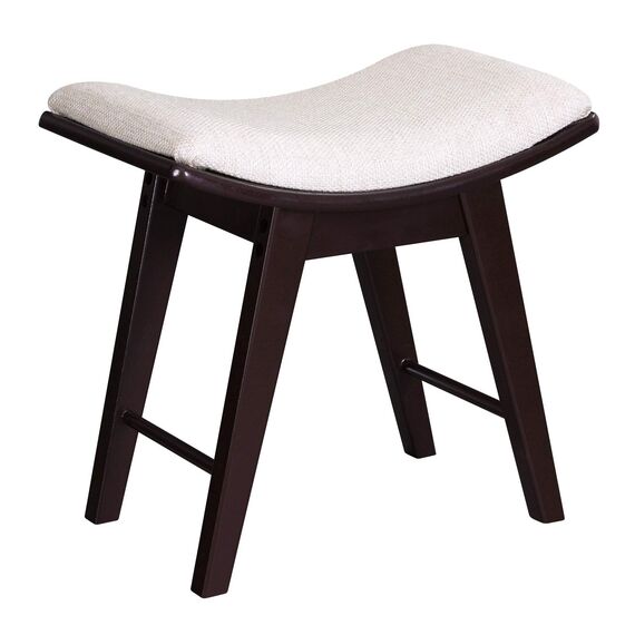Songics Schminkhocker, moderner Schminkhocker mit konkaver Sitzfläche, gepolsterte Bank mit Gummibeinen, Tragkraft von 286 kg, einfache Montage Modern braun
