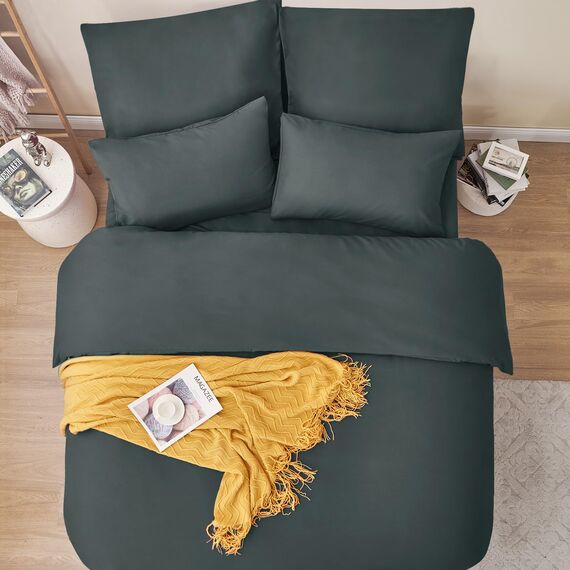 RUIKASI Bettwäsche 200x220 3teilig Grau - Anthrazit Mikrofaser Bettwäsche-Sets OEKO-TEX, Bettbezüge 200 x 220cm + 2 Kissenbezüge 80x80cm mit Reißverschluss, Weich und Bügelfrei