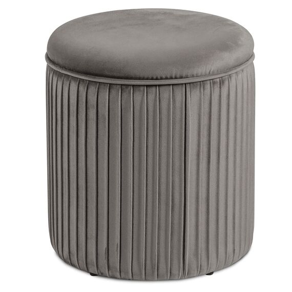 Norbe | Tik TAK | Set mit 2 Sitzsäcken aus Samt, Zylinder, Gerippter Hocker, Fußhocker, Schreibtisch, Schminktisch, Kindersessel für Schlafzimmer oder Wohnzimmer, Fußstütze, Nachttisch, (grau)